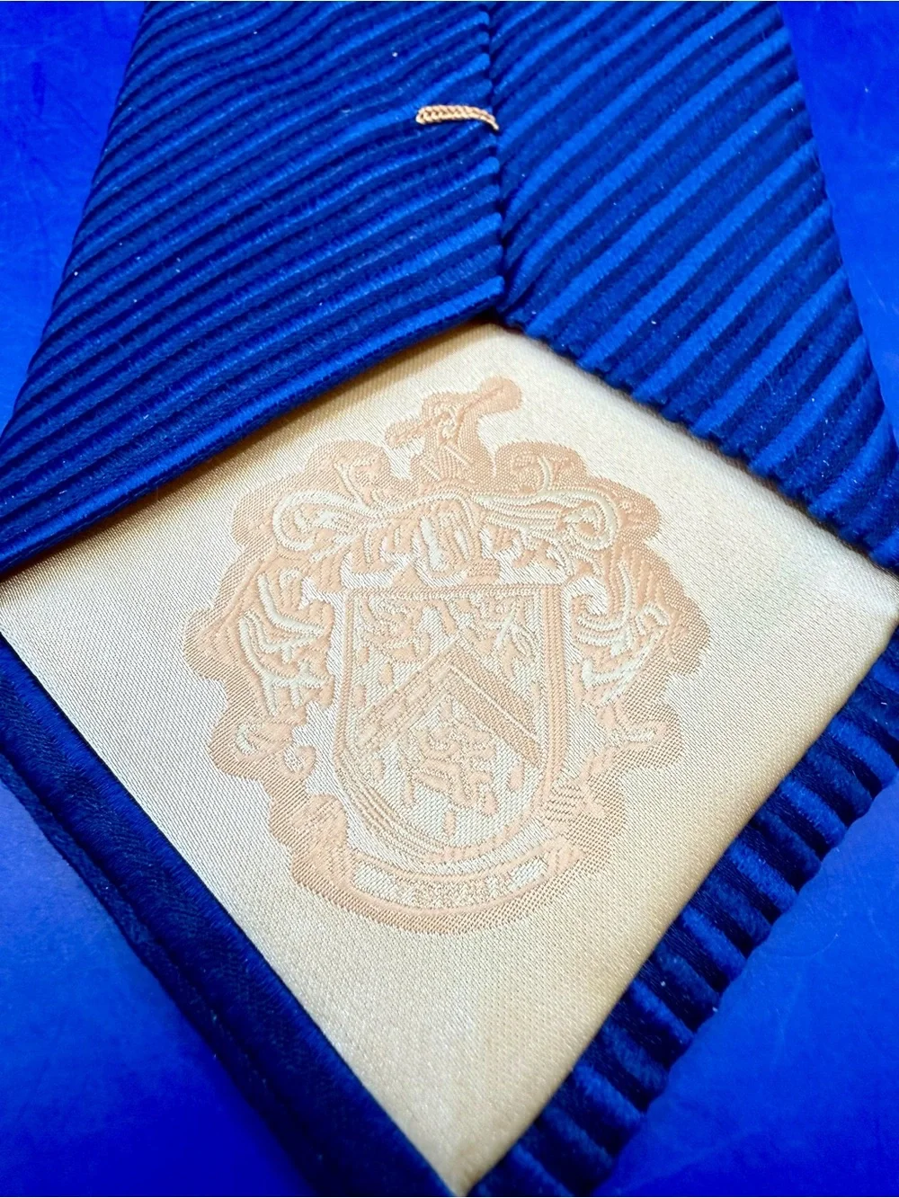 Donald J Trump Signature Collection Silk Tie Navy Blue Striped Gold Bar silk